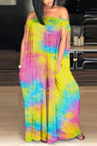 Goosudu Fashion Casual Sexy Loose Tie-dye Printed Pocket Jumpsuit