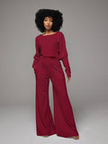 Goosudu Raw-cut Sweatshirt & Wide-Leg Pants Set