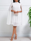 Goosudu Solid Pleated Cape Dress