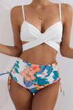 Goosudu Sexy Print Bandage Split Joint Swimwears Three Piece