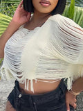 Goosudu Fringe Shredded Crop Top