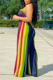 Goosudu Plus Size Colorful Striped Tube Wide Leg Jumpsuit