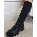 Goosudu Round Toe Pu Pull-On Mid Calf Boots