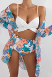 Goosudu Sexy Print Bandage Split Joint Swimwears Three Piece