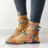 Goosudu Rainbow Bright Rivet Design Sandals