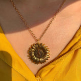 Goosudu Sunflower Open Locket Statement Necklace with gift box