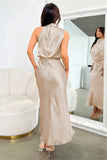 Goosudu Halter Sleeveless Satin Bridesmaid Dress