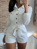 Goosudu Button-Front Belted Romper