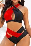 Goosudu Fashion Sexy Patchwork Solid Hollowed Out Backless Swimwears