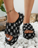 Goosudu Checked Burrs Urban Chunky Sandals