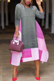 Goosudu Fashion Striped Print Stitching Loose Dress