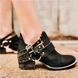 Goosudu Cyberpunk-Style Buckle Ankle Boots