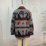 Goosudu Women's Ethnic Vintage Jacet Gray Aztec West Jacket