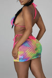 Goosudu Fashion Sexy Print Bandage Hollowed Out See-through Backless Swimwears