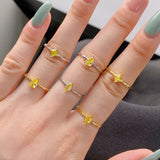 Goosudu 18K Gold Plated Topaz Minimal Stackable Ring