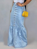 Goosudu Bellizimos Button-Down Denim Skirt