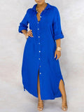 Goosudu Solid Button-Down Shirt Dress