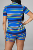 Goosudu High Bullet Strips Deep V Neck Stripes Slim Fit Romper