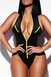 Goosudu Sexy Solid Split Joint Zipper Swimwears