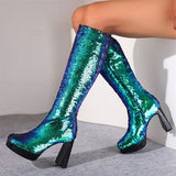 Goosudu Sequined Glistening Platform Boots