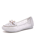 Goosudu Elegant Applique Bowknot Decor Wedding Bridal Shoes Lace Split Joint Ballet Flats