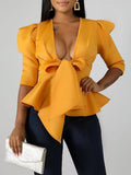 Goosudu Tied-Front Peplum Blazer