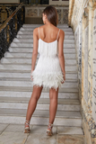 Goosudu Yvonne Sequin Feather Cocktail Dress