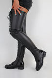 Goosudu Solid Color Unique Strappy Thigh-Length Boots