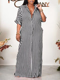 Goosudu Stripe Shirt Dress