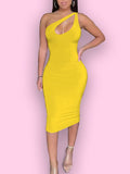 Goosudu One-Shoulder Cutout Dress