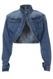 Goosudu Solid Color Smart Denim Coat