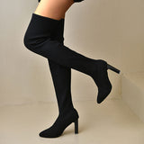 Goosudu Solid Color Flattering Over The Knee Knitted Boots