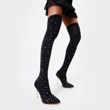 FIT Women Rhinestone Over-The-Knee Sock Boots