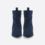 Women Suede Thick Heeled Side Zipper Boots