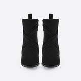 Women Suede Thick Heeled Side Zipper Boots