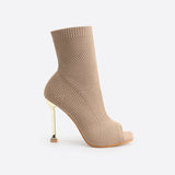 MOUSSE FIT Women Peep Toe Stiletto Heeled Sock Boots