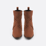 Women Suede Thick Heeled Side Zipper Boots