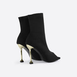 MOUSSE FIT Women Peep Toe Stiletto Heeled Sock Boots