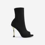 MOUSSE FIT Women Peep Toe Stiletto Heeled Sock Boots