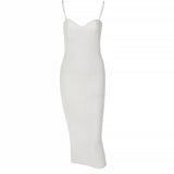 Goosudu Backless Solid Sleeveless Revealing Midi Strips Dress Spring Bodycon Sexy Streetwear Party Club Outfits Y2K