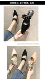 goosudu  Elegant Mules Women Closed Leather Casual Slippers Woman Metal Buckle High Heels Female Pointed Toe Shoes