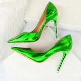 goosudu New Fashion Patent Leather Office Pumps High Heels Shoes Women Sexy Pointed toe Shallow Party Wedding Shoes