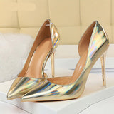 goosudu New Fashion Patent Leather Office Pumps High Heels Shoes Women Sexy Pointed toe Shallow Party Wedding Shoes