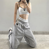 Aieru Drawstring Sweatpants Print Loose Casual Jogger Pants Women Fashion High Waist Comfort Athleisure Gym Running Harem Pant