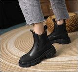 goosudu  Chelsea Boots Women Genuine Leather Ankle Boots Platform Shoes Female Fashion Mixed Colors Booties