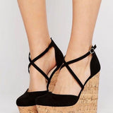 goosudu Spring Sexy Mary Janes Wedges Platforms Pumps Woman Fetish Heel Round Toe Stripper Buckle Strap Party Wedding Shoes