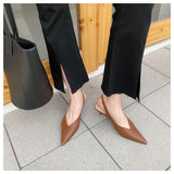 goosudu Spring Slingback Sandals Low Heel Pumps Shoes Women Elegant Kitten Heel Mules Pointed Toe Wedding Party Shoes zapatos mujer