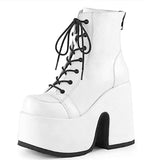 goosudu Luxury Brand Design Female Chunky High Heels Ankle Boots Fashion Zip Lace-up High Platform Boots Women Street Punk Shoes Woman