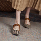 goosudu Mary Jane Shoes New Spring Brand Women Pumps Low-heel Female Ladies Shoes Square Toe Buckle Mixed Color Retro Women Shoes