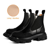 goosudu  Chelsea Boots Women Genuine Leather Ankle Boots Platform Shoes Female Fashion Mixed Colors Booties